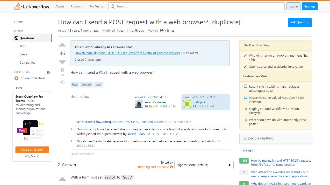 How can I send a POST request with a web browser?